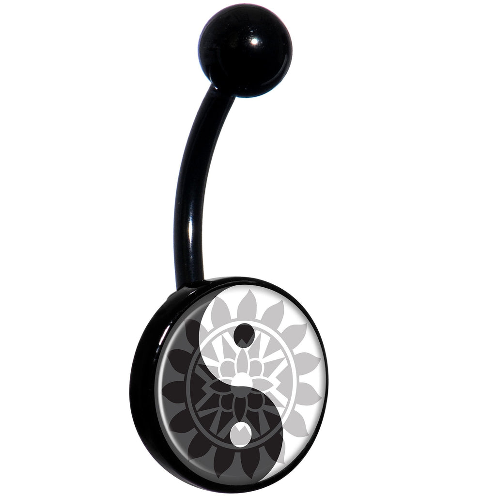 Mandala Yin Yang Black Belly Ring