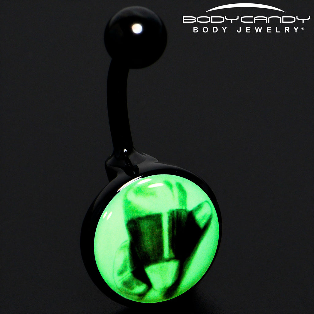 Black Titanium Classic Candy Corn Glow in the Dark Belly Ring