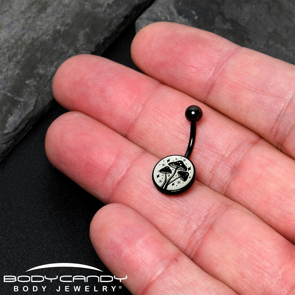 Glow in the Dark Mystic Mushroom Belly Ring by Onyx O