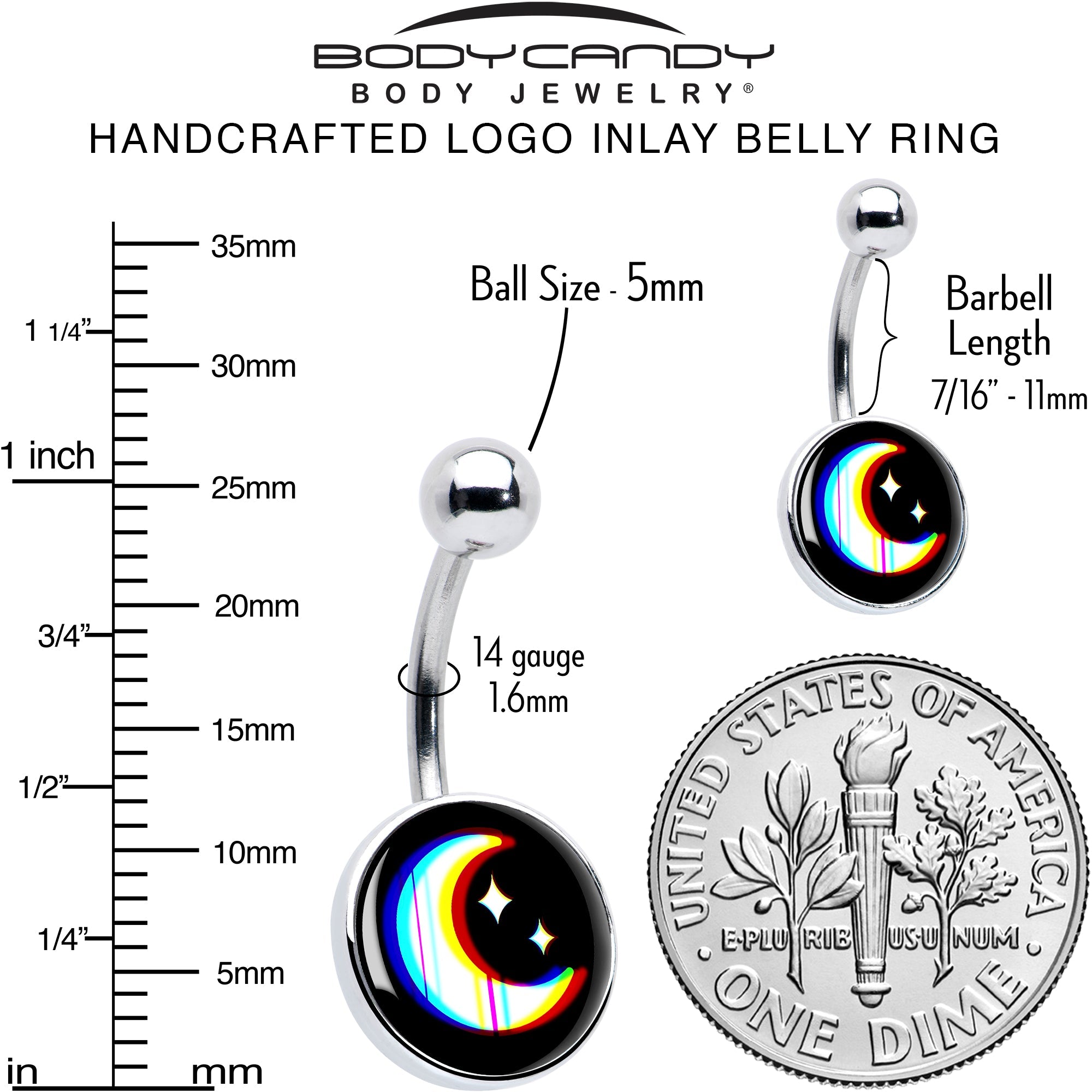 Chromatic Moon Belly Ring by Onyx O