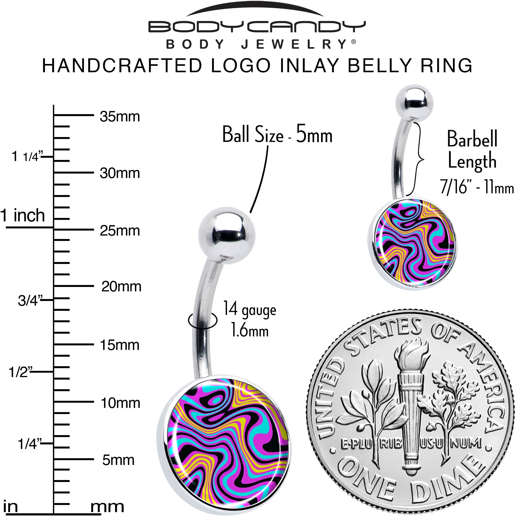 Funky Swirls Belly Ring by Onyx O