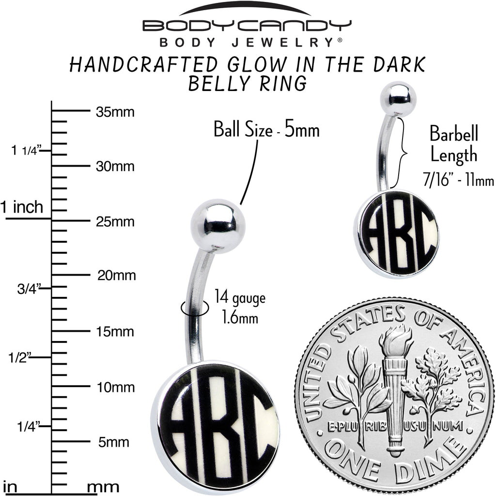 Custom Glow in the Dark Logo Personalized Initial Belly Ring