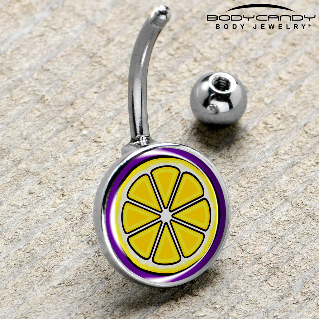 Yellow Slice of Lemon Belly Ring by Onyx O