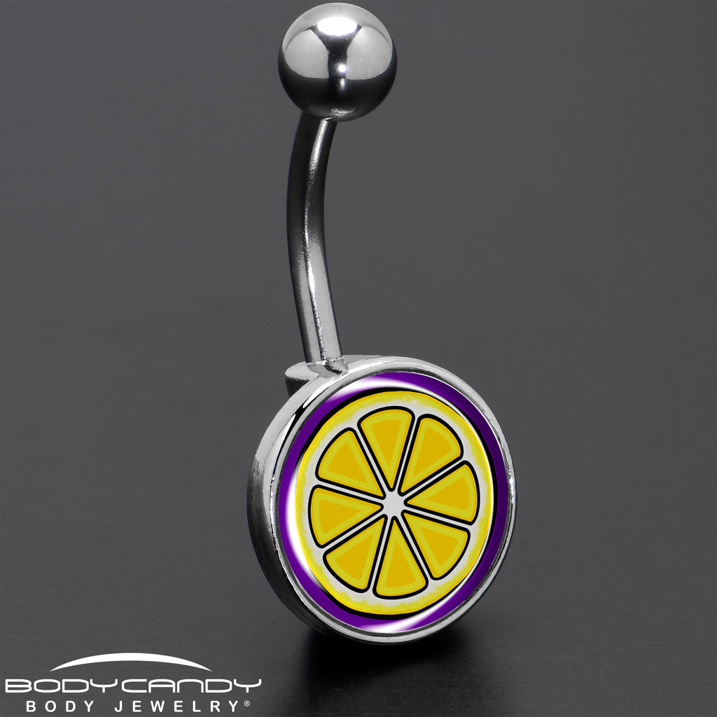 Yellow Slice of Lemon Belly Ring by Onyx O