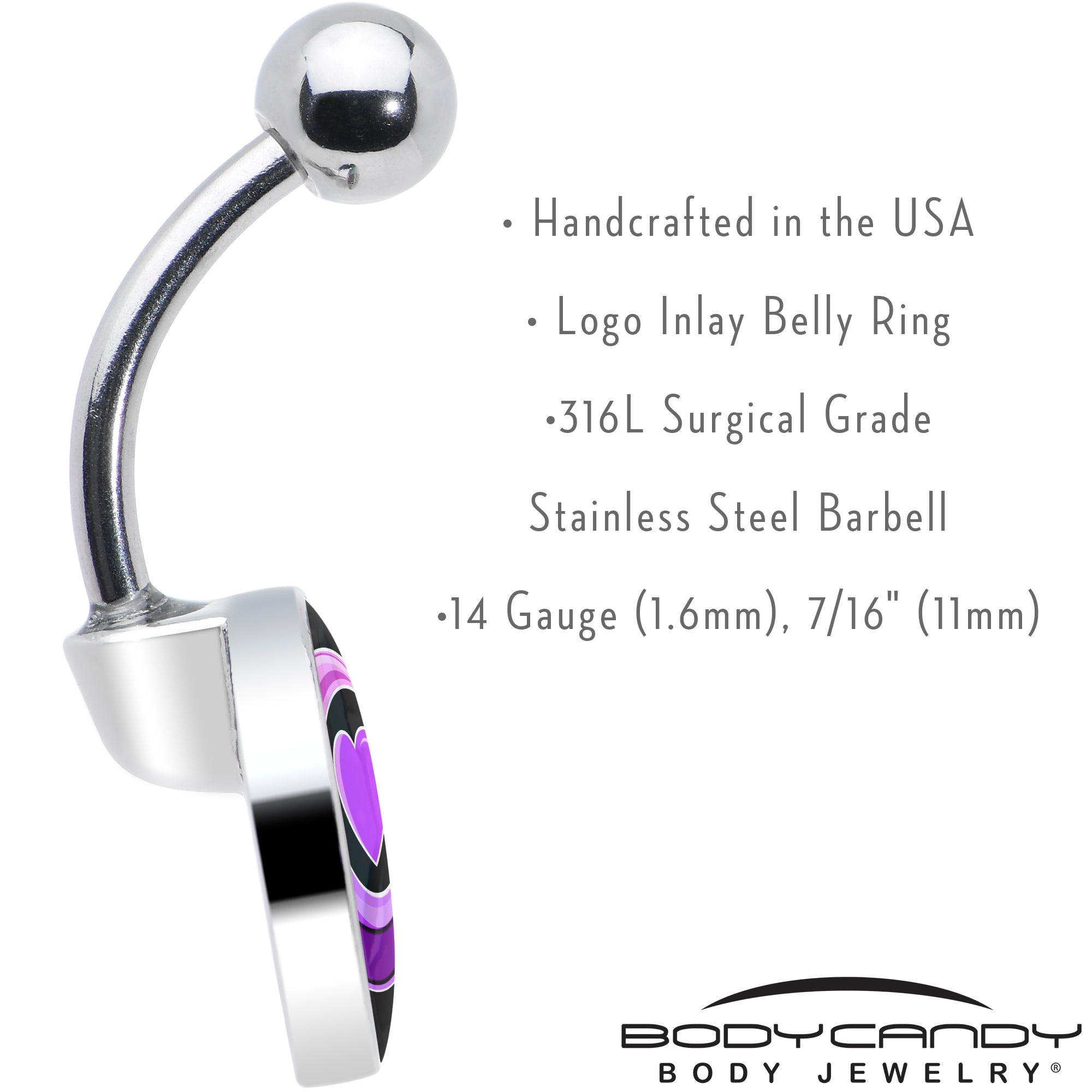 Crescent Moon Heart Belly Ring by Onyx O