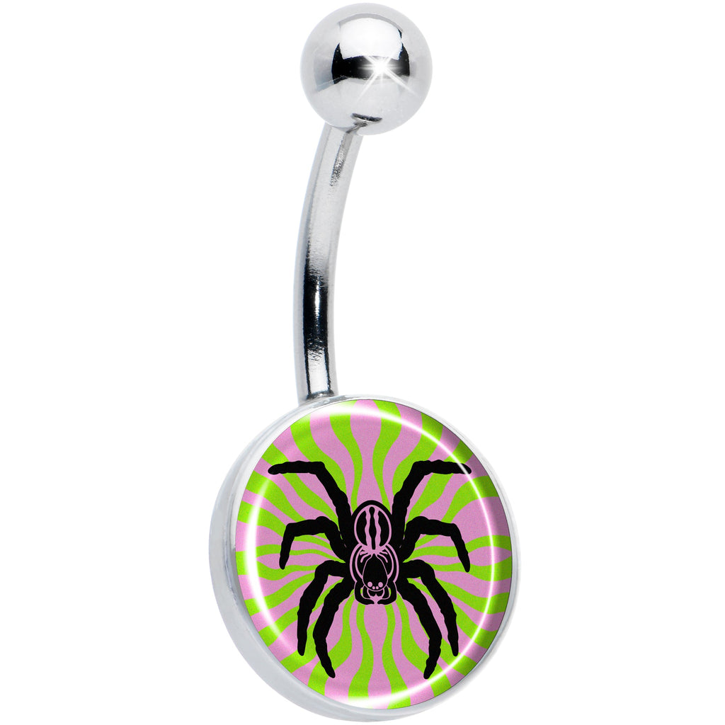 Psychedelic Spider Belly Ring by Onyx O