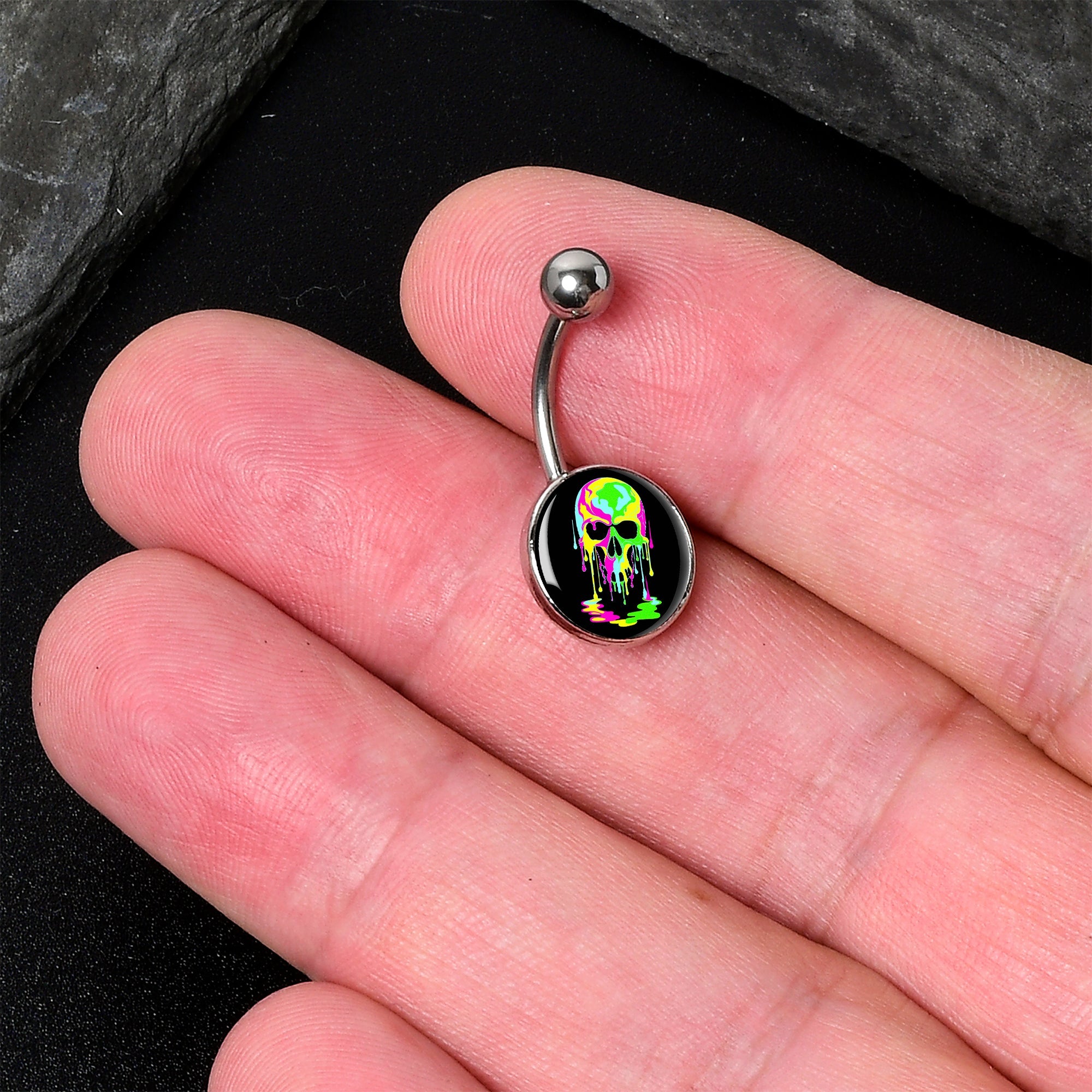 Ultra Bright Melting Skull Belly Ring by Onyx O