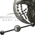 14G Black Anodized Halloween Raven Rosary Industrial Barbell 37mm