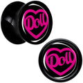 Hollow Heart Doll Word Black Acrylic Saddle Plug Set by Onyx O