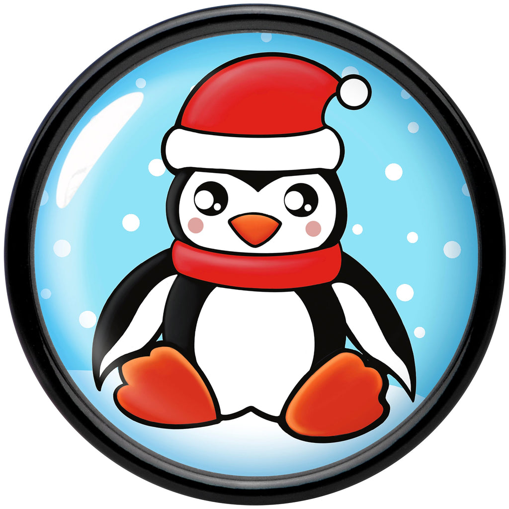 Black Acrylic Snowfall Holiday Penguin Double Flare Plug Set by Onyx O