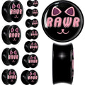 0G RAWR Kitty Cat Black Acrylic Saddle Plug Set by Onyx O
