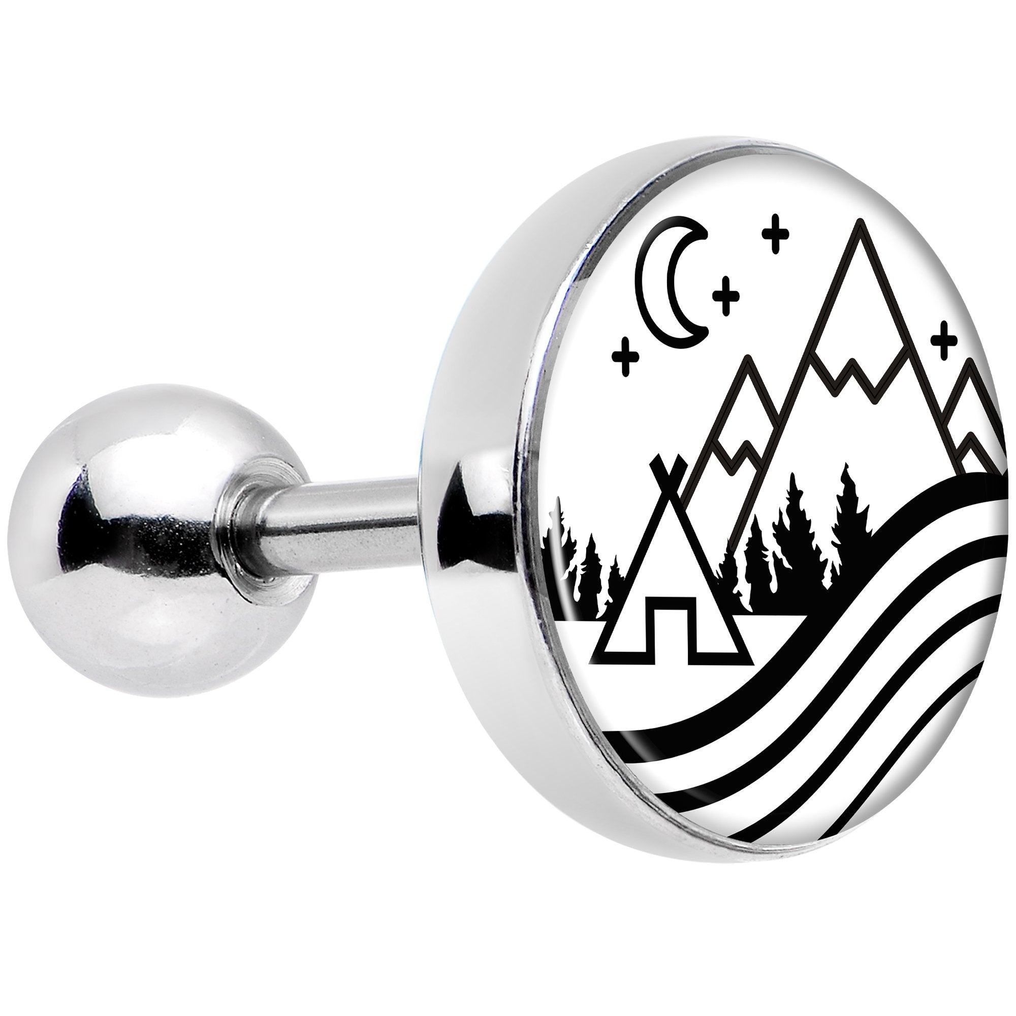 16G 1/4 Camping in the Mountains Tragus Cartilage Earring
