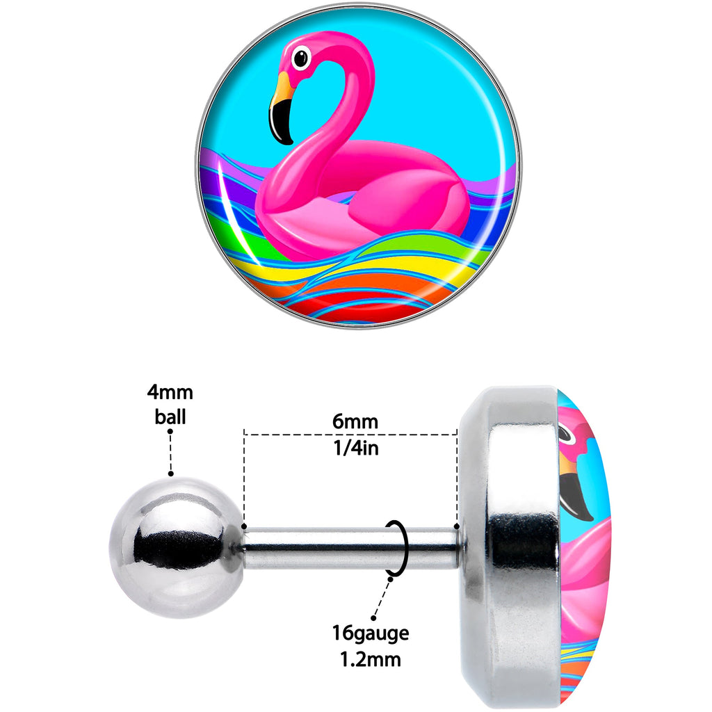 16G 1/4 Rainbow Sea Floating Flamingo Cartilage Tragus Earring by Onyx O