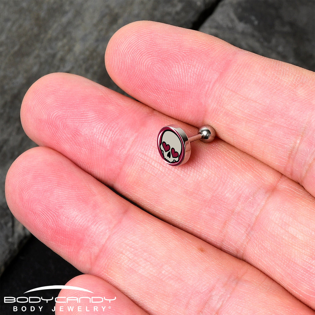16G Valentine Heart Skull Tragus Cartilage Earring