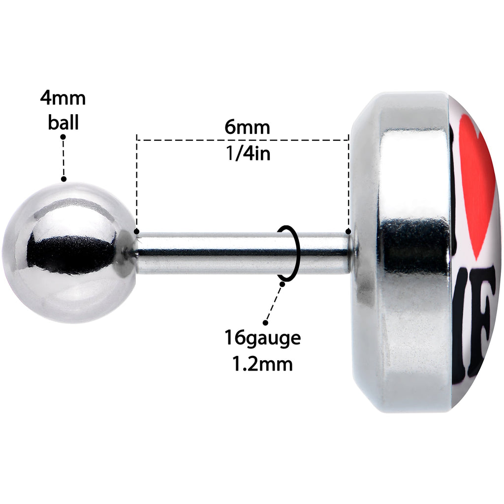 16G 1/4 I Love Me Cartilage Tragus Earring by Onyx O
