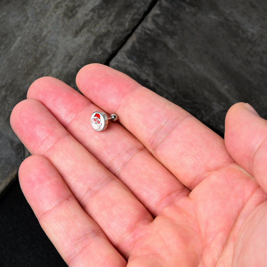 16G 1/4 Christmas Peace Love Santa Tragus Cartilage Earring by Onyx O