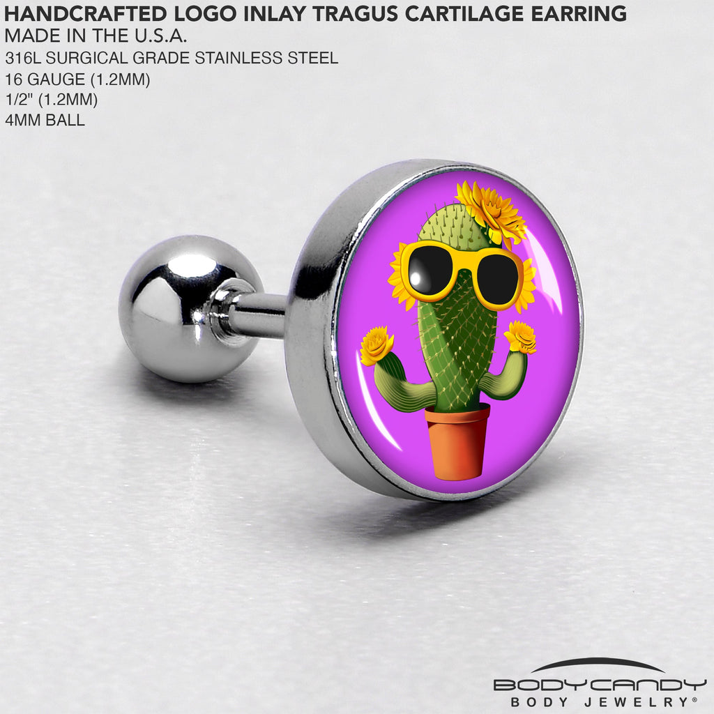 16G 1/4 Sunflower Cactus Cartilage Tragus Earring by Onyx O