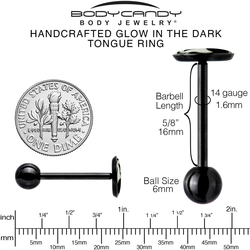 Glow in the Dark Black Anodized Fishbowl Kitty Cat Barbell Tongue Ring by Onyx O