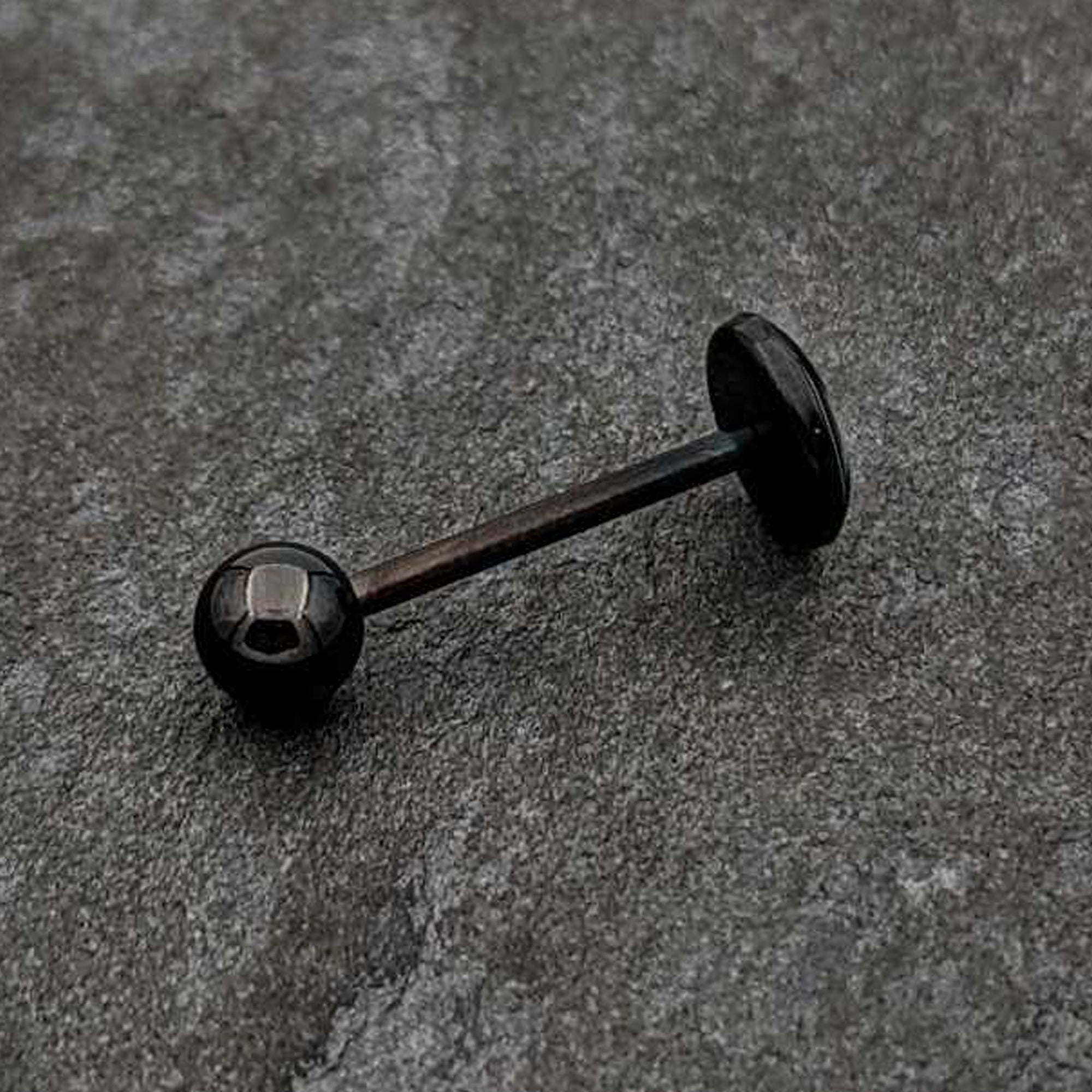 Glow in the Dark Black Anodized Poop Barbell Tongue Ring by Onyx O