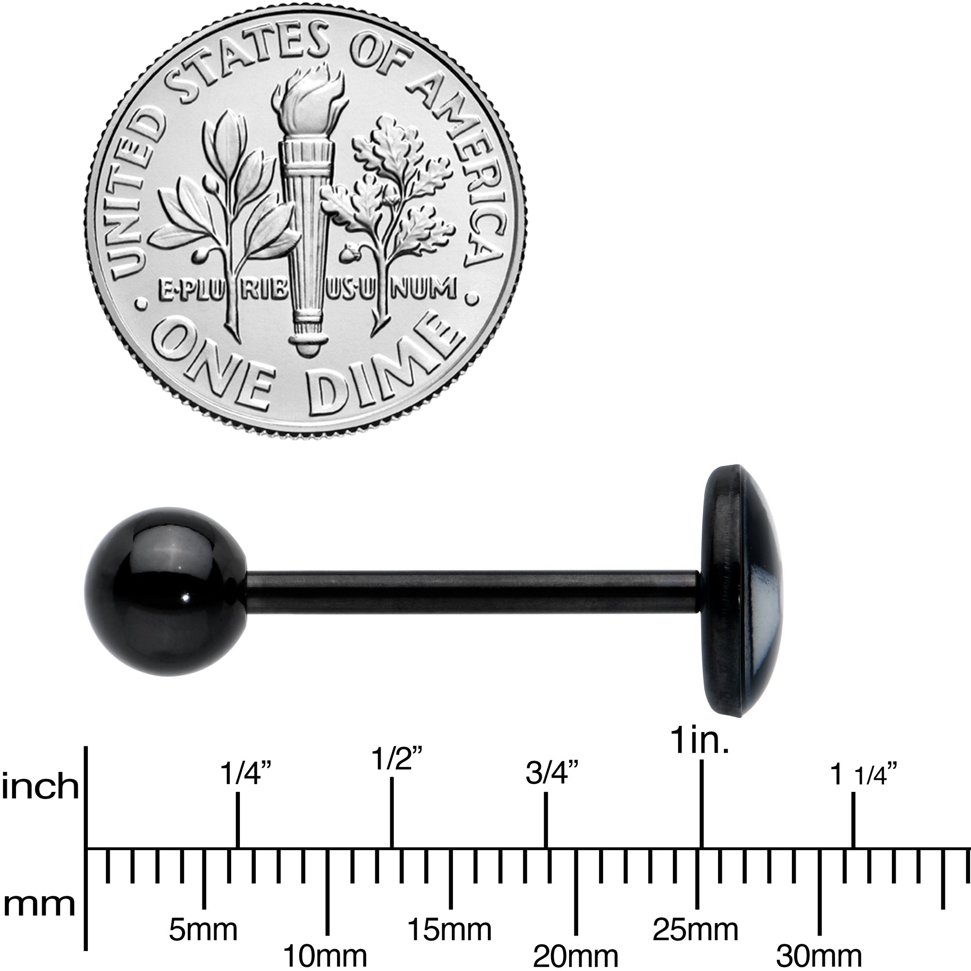Glow in the Dark Black Anodized Radioactive Barbell Tongue Ring by Onyx O