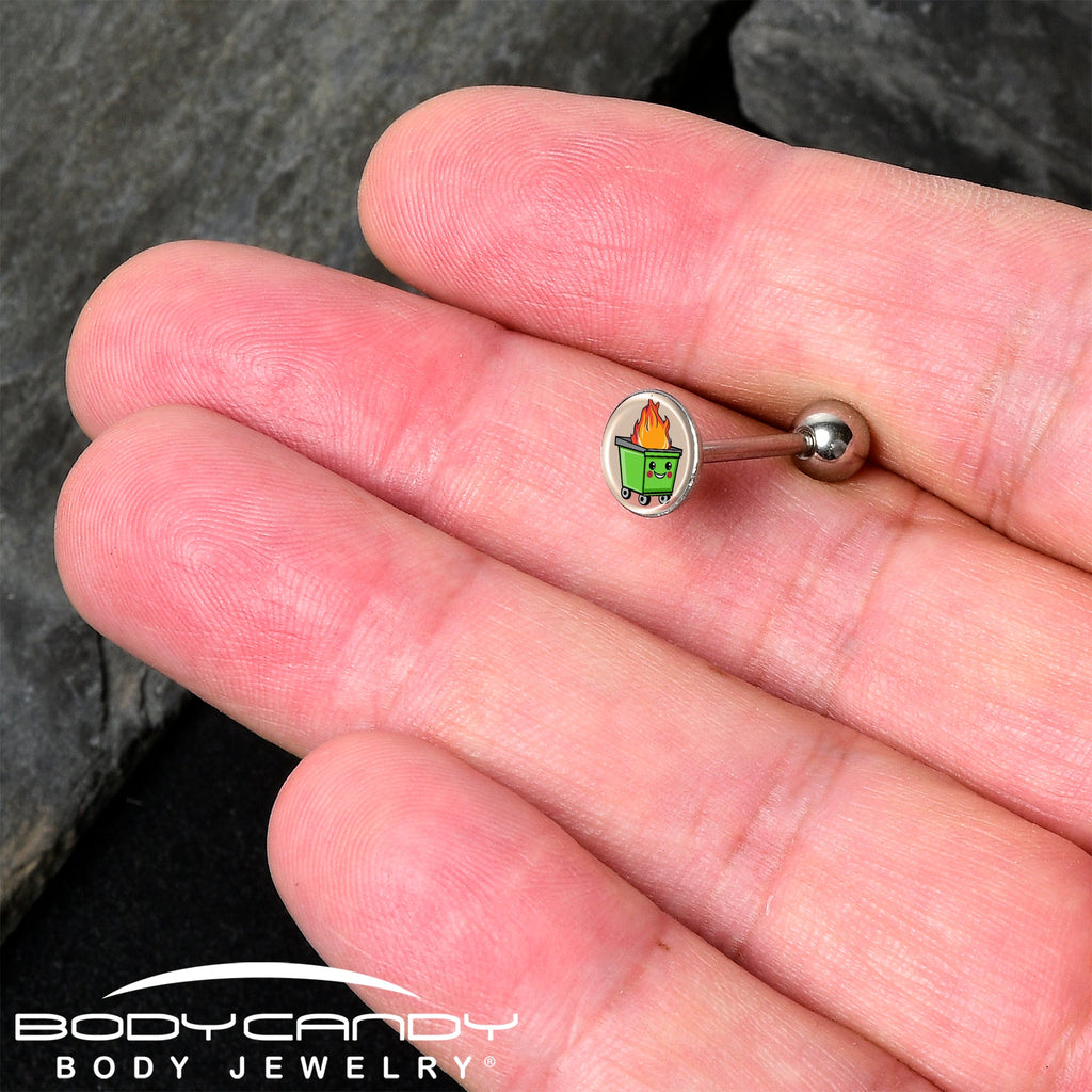 Dumpster Fire Barbell Tongue Ring by Onyx O