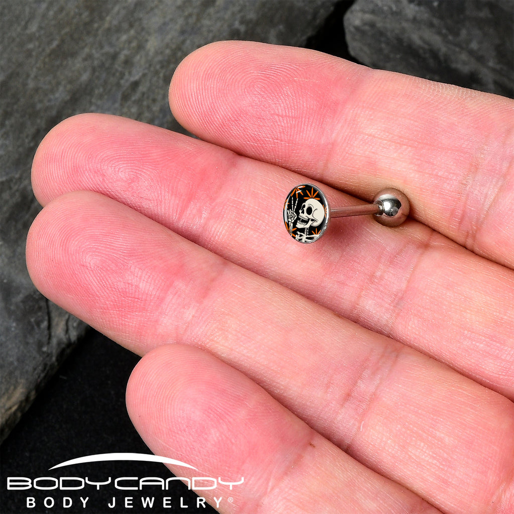 Peace Sign Skeleton Barbell Tongue Ring by Onyx O