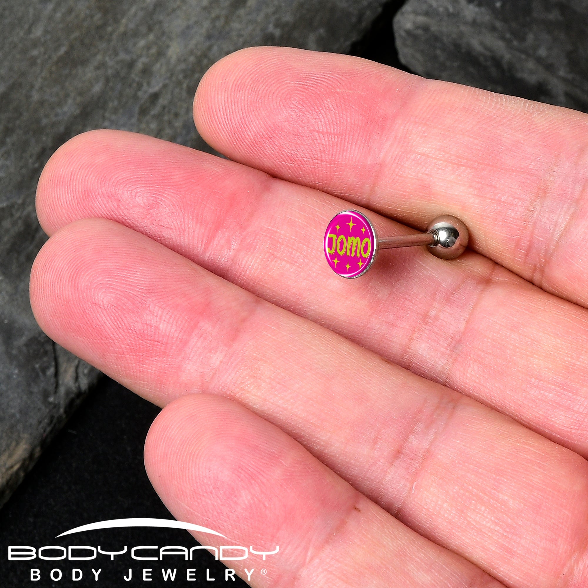 Pink JOMO Barbell Tongue Ring by Onyx O