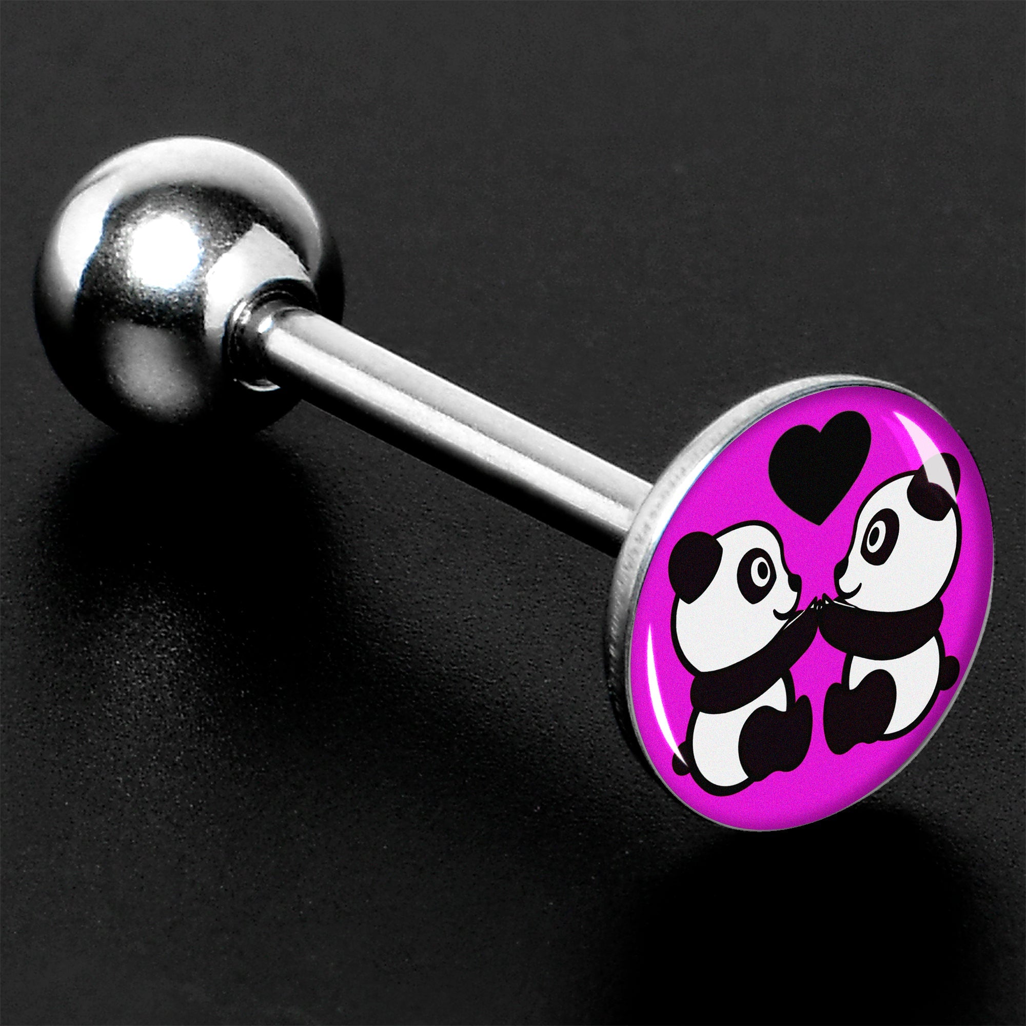 Panda Love Barbell Tongue Ring by Onyx O
