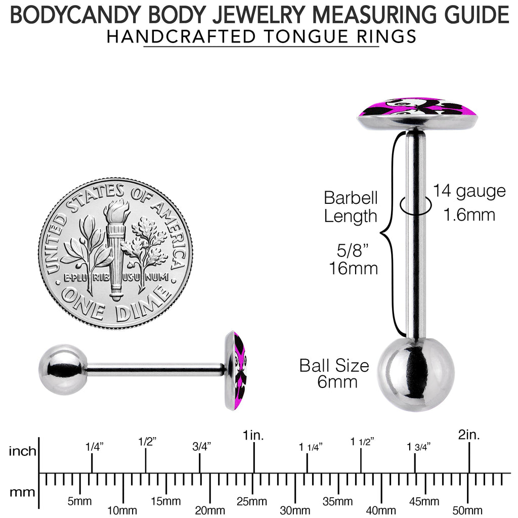 Panda Love Barbell Tongue Ring by Onyx O