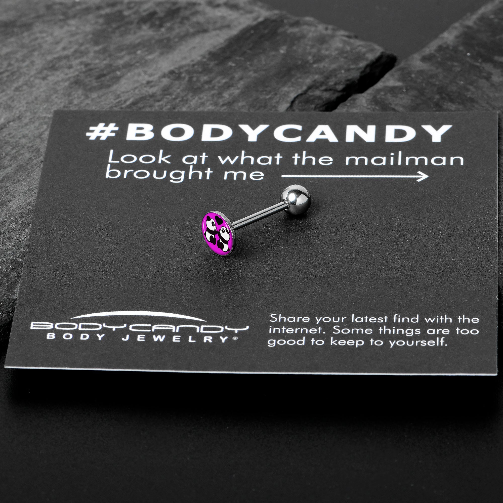 Panda Love Barbell Tongue Ring by Onyx O