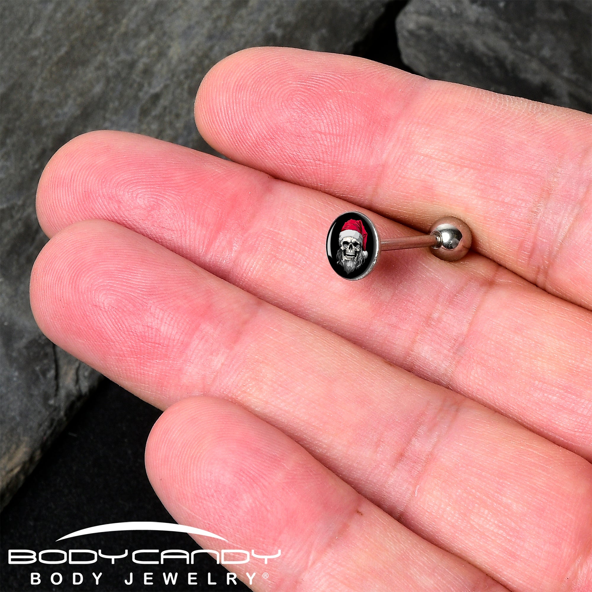 Holiday Skeleton Santa Claus Barbell Tongue Ring by Onyx O