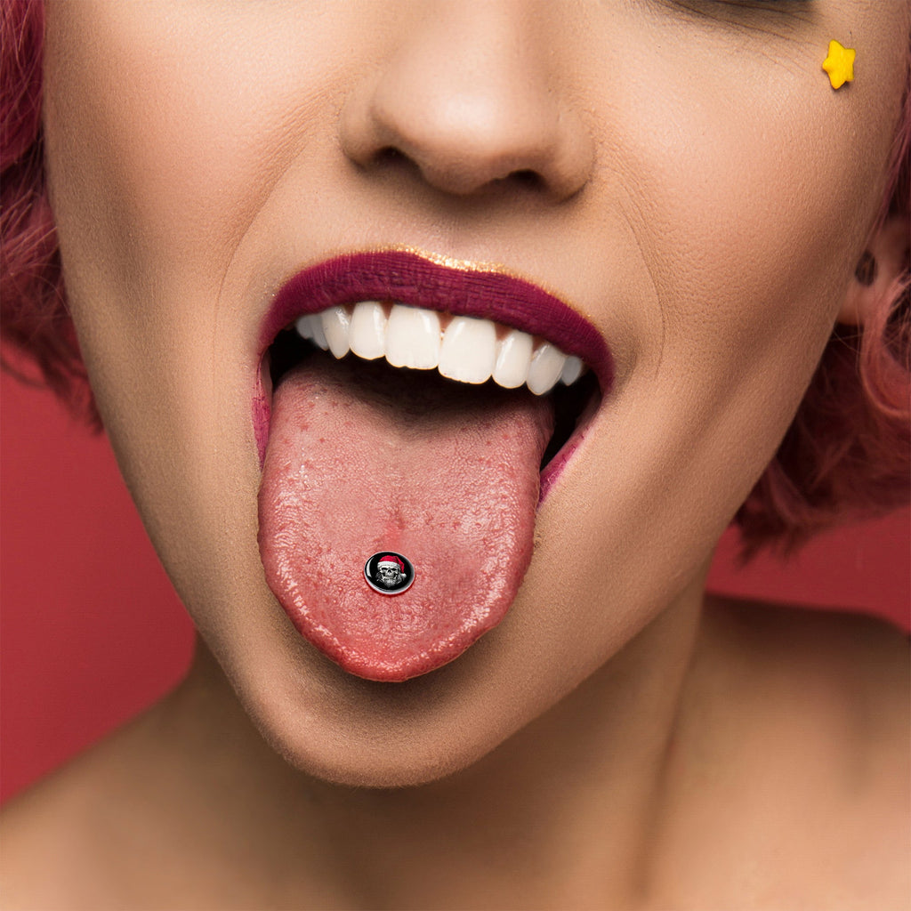 Holiday Skeleton Santa Claus Barbell Tongue Ring by Onyx O