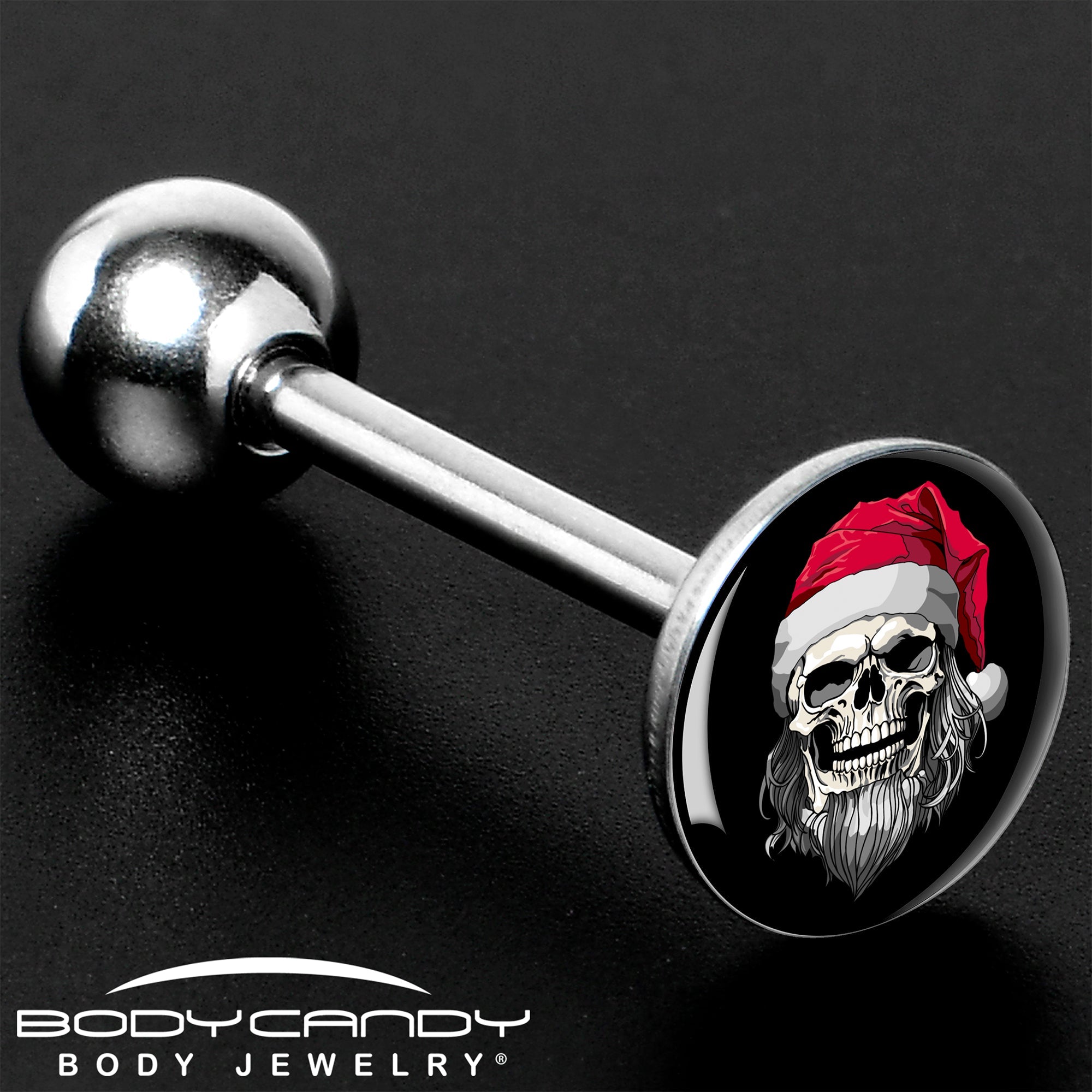 Holiday Skeleton Santa Claus Barbell Tongue Ring by Onyx O