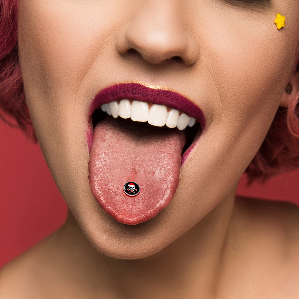 Santa Pirate Candy Cane Barbell Tongue Ring by Onyx O
