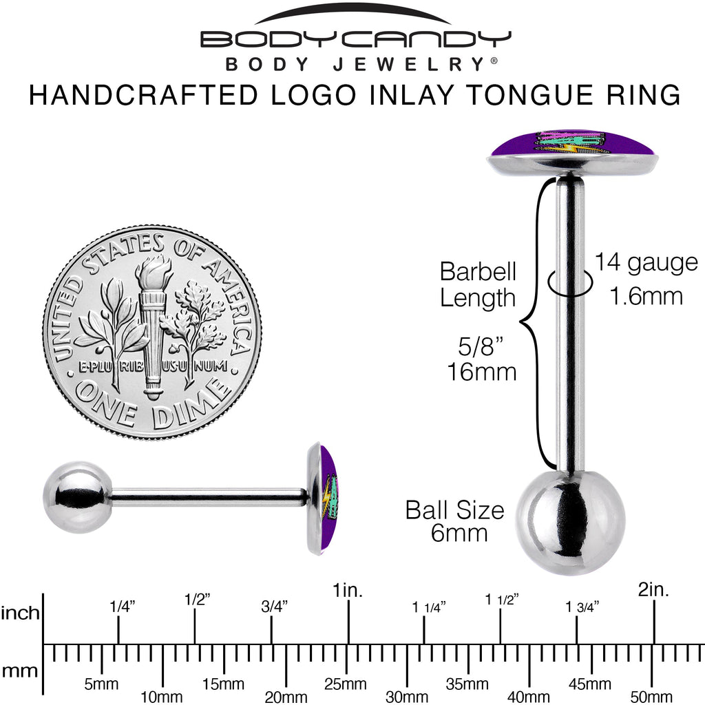 Colorful Lighting SLAY Barbell Tongue Ring by Onyx O
