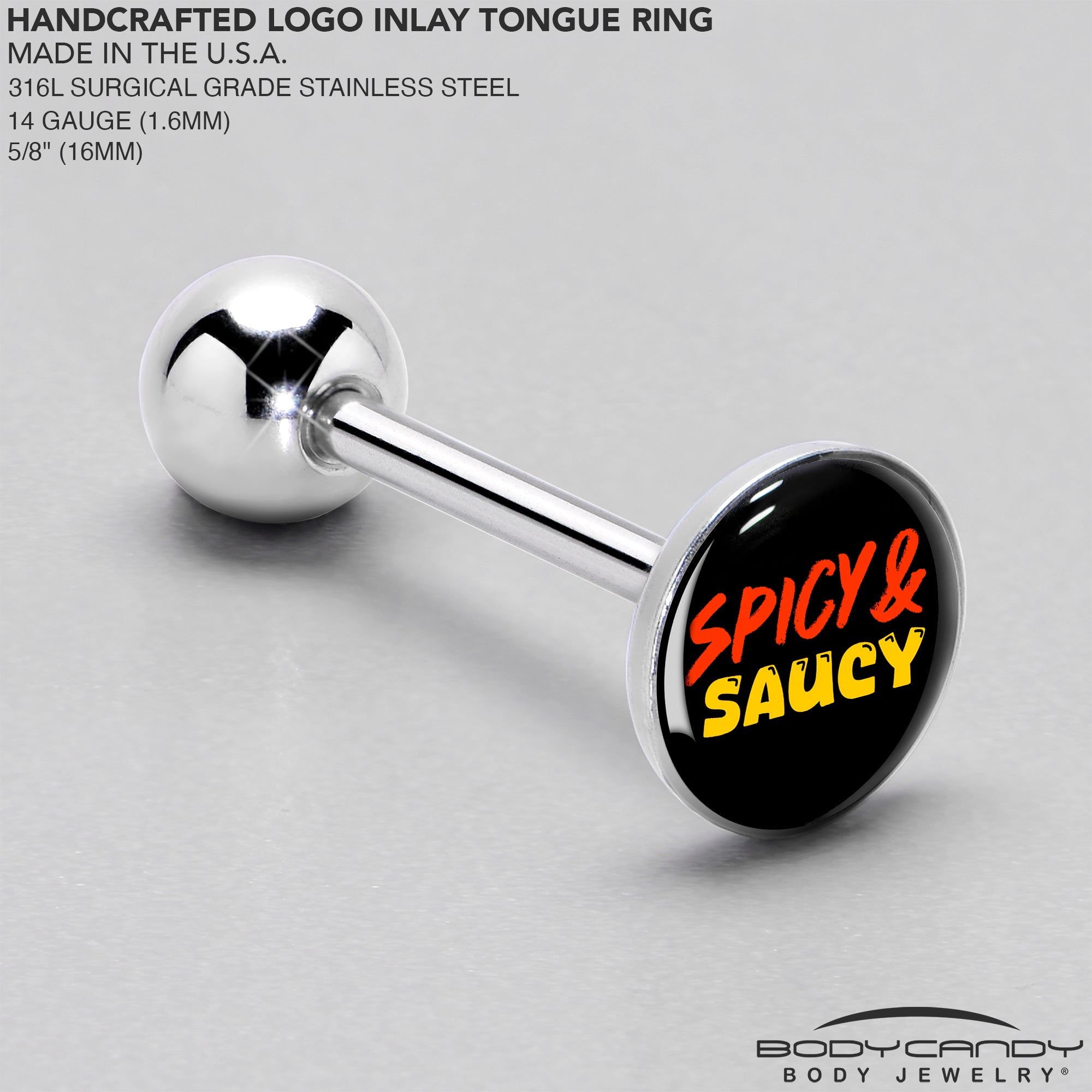 Spicy and Saucy Barbell Tongue Ring by Onyx O