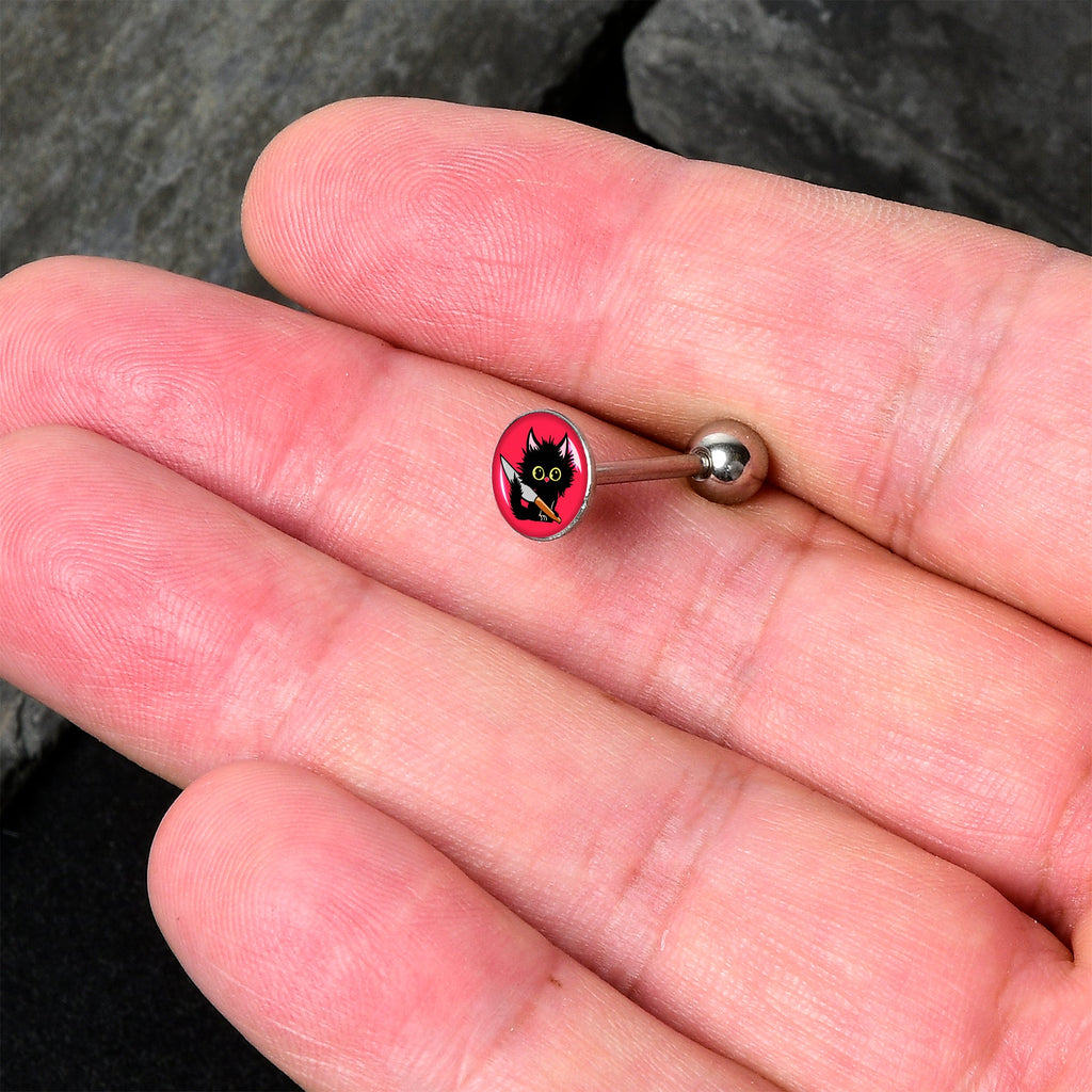 Stabby Cat Barbell Tongue Ring by Onyx O