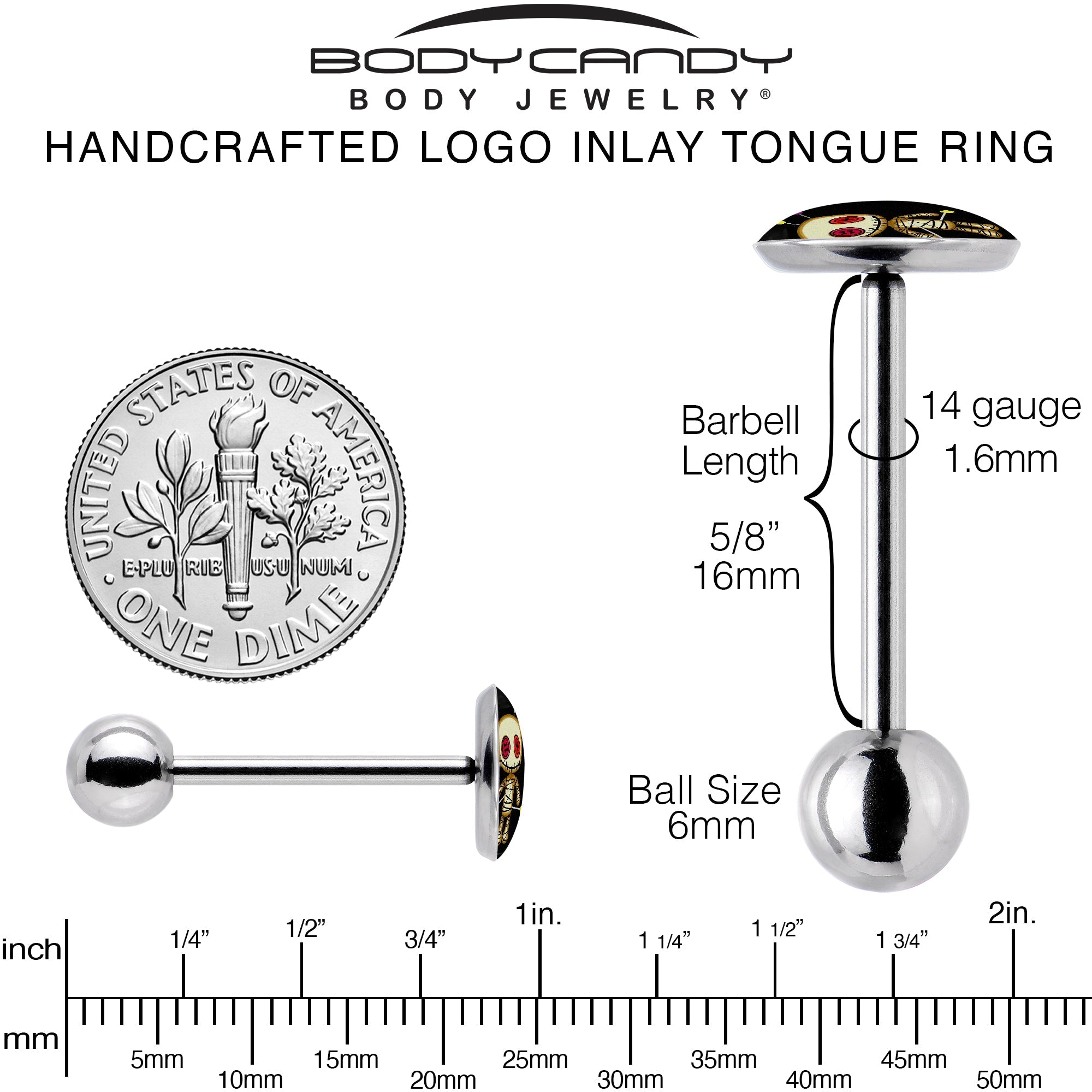 Voodoo Doll Barbell Tongue Ring by Onyx O