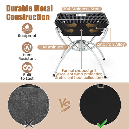 3-in-1 Camping Campfire Grill with Stainless Steel Grills Carrying Bag & Gloves