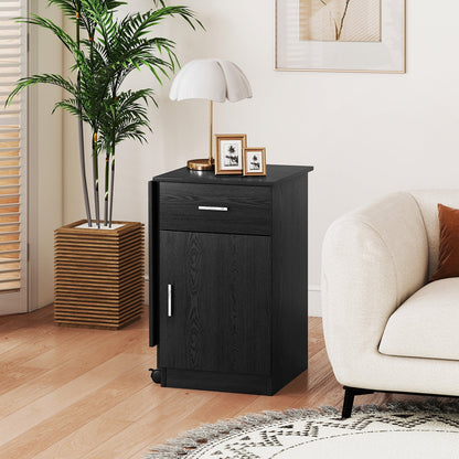 Folding Computer Desk with Drawer Mobile Home Office Desk with Cabinet