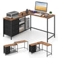 L-shaped Computer Desk with Power Outlet for Working Studying Gaming