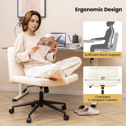 Height-adjustable Armless Desk Chair with Wheels for Home Office Make Up