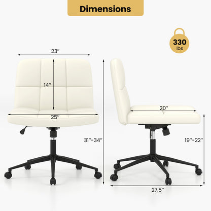 Height-adjustable Armless Desk Chair with Wheels for Home Office Make Up
