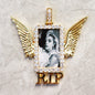Rectangle Shape Angel Wing Custom Made Photo Pendant Necklace