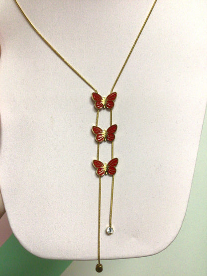 Titanium Butterfly Bolo Trio Necklace