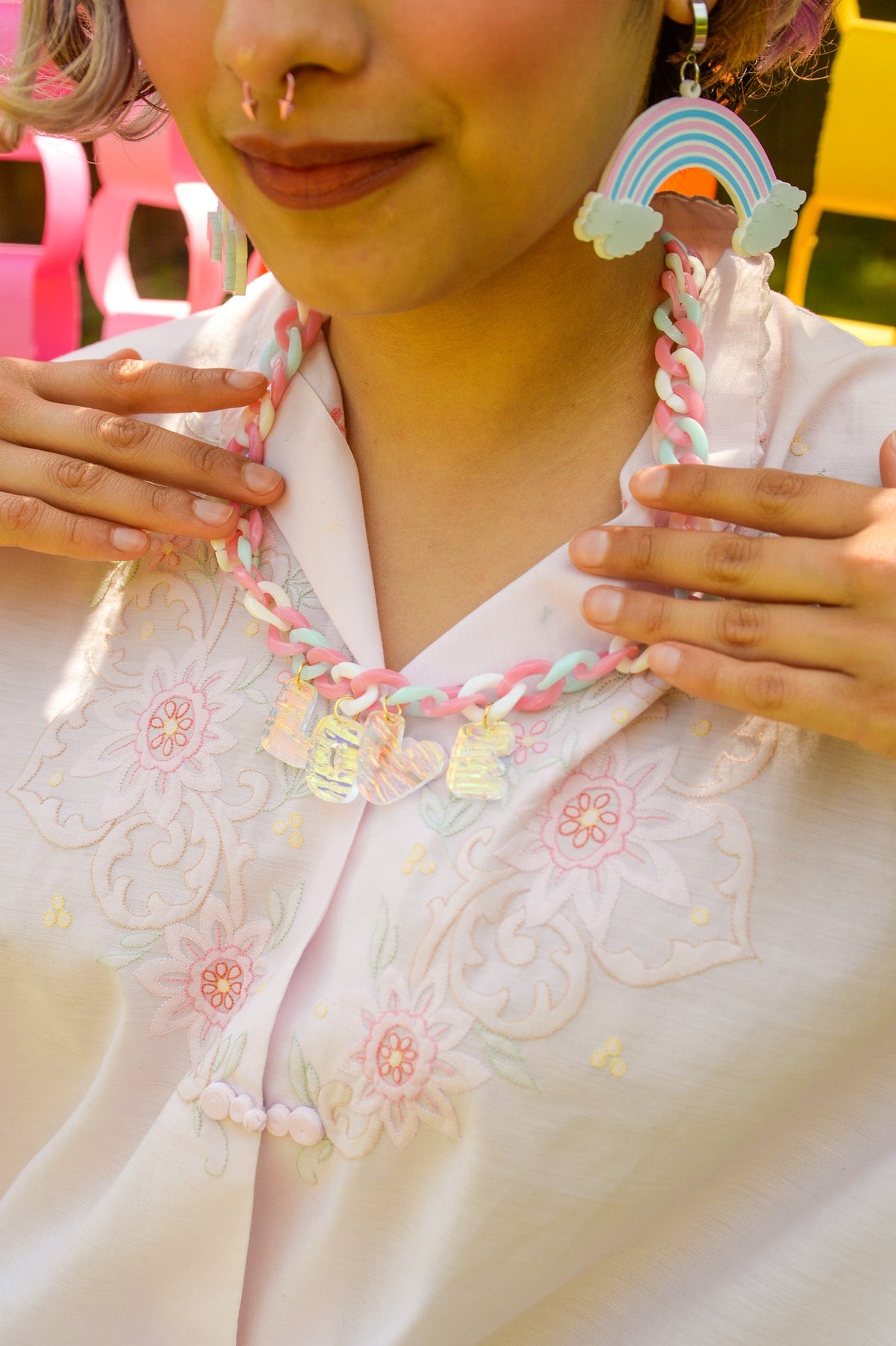 Cotton Candy Colored "LOVE" Necklace