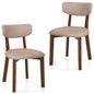 Dining Chairs Set of 2 Upholstered Mid-Back Chairs with Solid Rubber Wood Frame