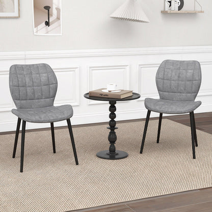 Dining Chairs Set of 2 with Padded Back Metal Legs and Adjustable Foot Pads