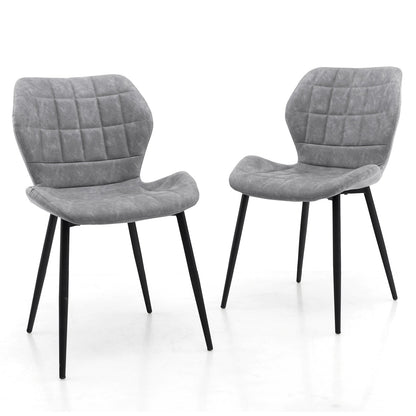 Dining Chairs Set of 2 with Padded Back Metal Legs and Adjustable Foot Pads