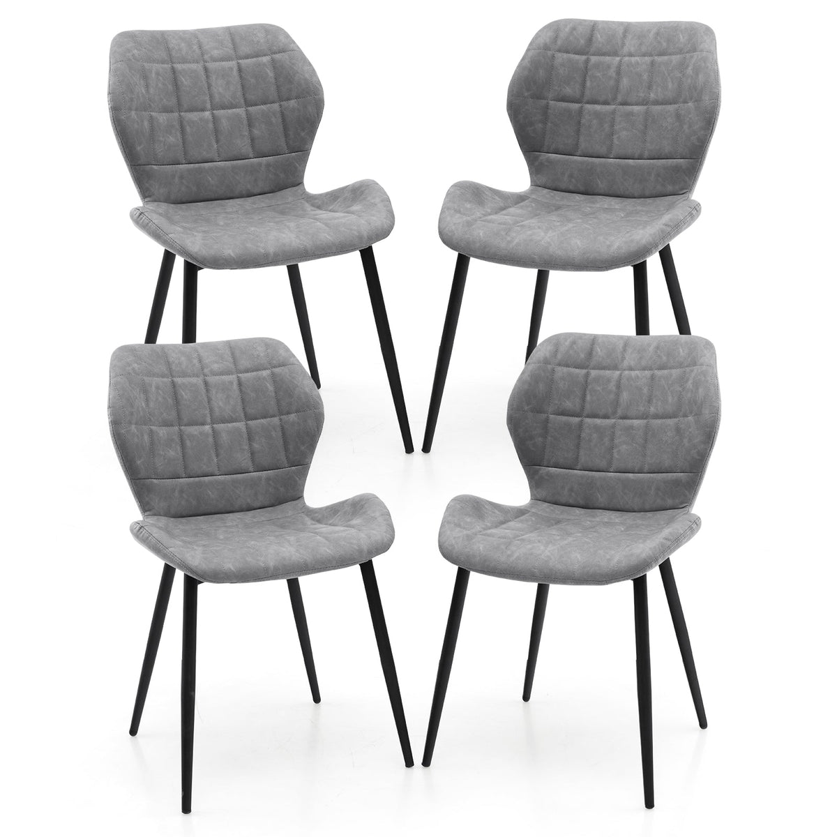 Dining Chairs Set of 2 with Padded Back Metal Legs and Adjustable Foot Pads